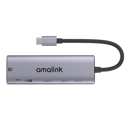 amalink 95126 Type-C / USB-C to Dual HDMI + 2 Ports USB + PD 3.0 Multi-function HUB(Grey) - USB HUB by amalink | Online Shopping UK | buy2fix