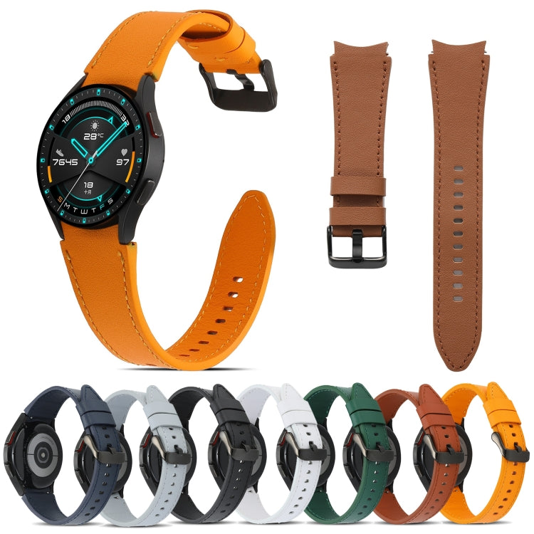 For Samsung Galaxy Watch4 40mm/44mm Double-sided Leather Watch Band(Orange) - Watch Bands by buy2fix | Online Shopping UK | buy2fix