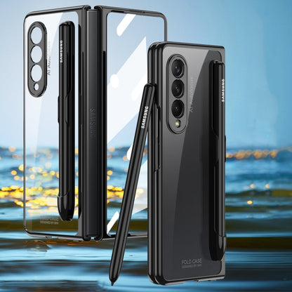 For Samsung Galaxy Z Fold3 5G GKK Integrated Electroplating + Glass Phone Case with Pen Slot(Black) - Galaxy Phone Cases by GKK | Online Shopping UK | buy2fix