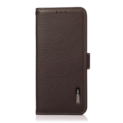 For Xiaomi Redmi K40 Pro / Poco F3 KHAZNEH Side-Magnetic Litchi Genuine Leather RFID Phone Case(Brown) - Xiaomi Cases by buy2fix | Online Shopping UK | buy2fix