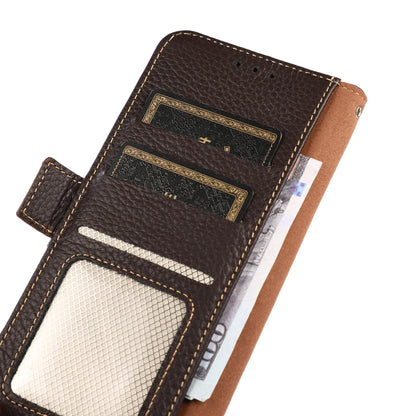 For Xiaomi Redmi K40 Pro / Poco F3 KHAZNEH Side-Magnetic Litchi Genuine Leather RFID Phone Case(Brown) - Xiaomi Cases by buy2fix | Online Shopping UK | buy2fix