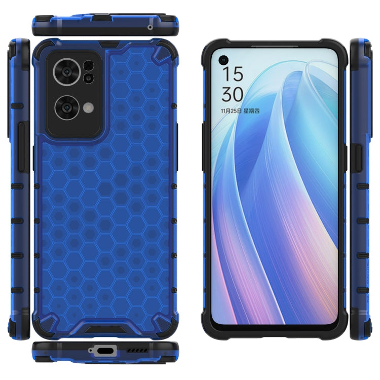 For OPPO Reno7 Pro 5G Honeycomb PC + TPU Phone Case(Blue) - OPPO Cases by buy2fix | Online Shopping UK | buy2fix