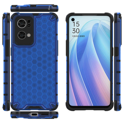 For OPPO Reno7 Pro 5G Honeycomb PC + TPU Phone Case(Blue) - OPPO Cases by buy2fix | Online Shopping UK | buy2fix