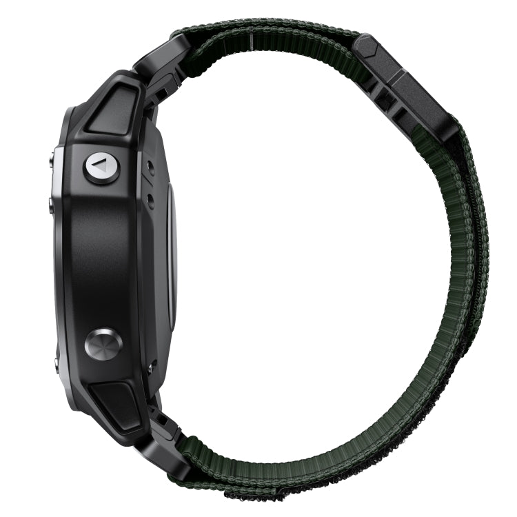 For Garmin Fenix 6X / 5X 26mm Hook And Loop Fastener Nylon Watch Band(Army Green) - Watch Bands by buy2fix | Online Shopping UK | buy2fix