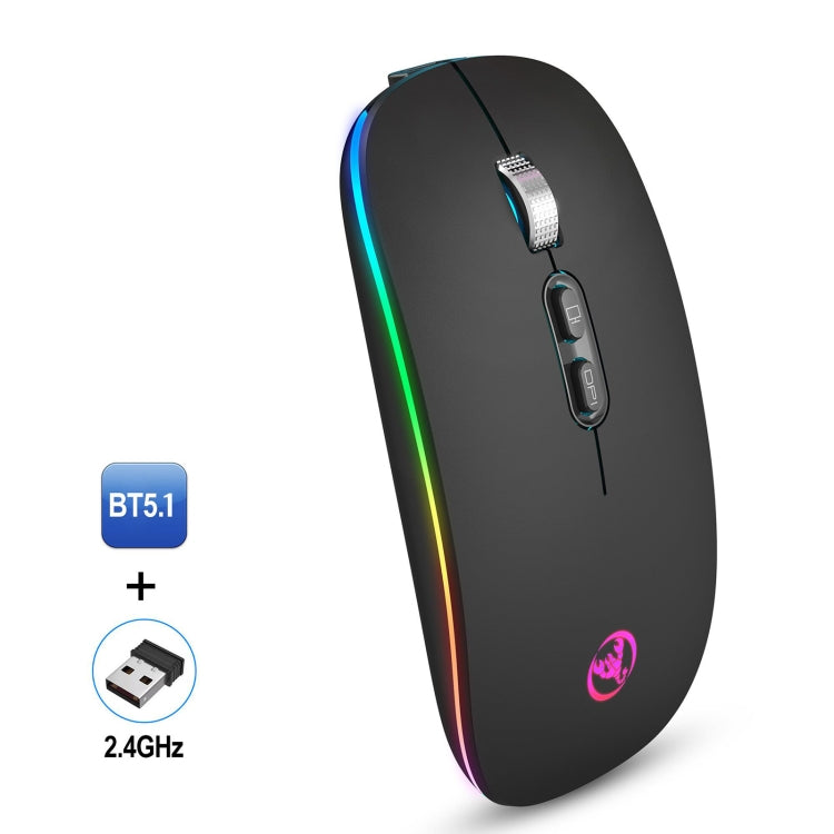 HXSJ M103FG 1600dpi Adjustable 2.4G + Bluetooth RGB Light Wireless Mouse(Black) - Wireless Mice by HXSJ | Online Shopping UK | buy2fix