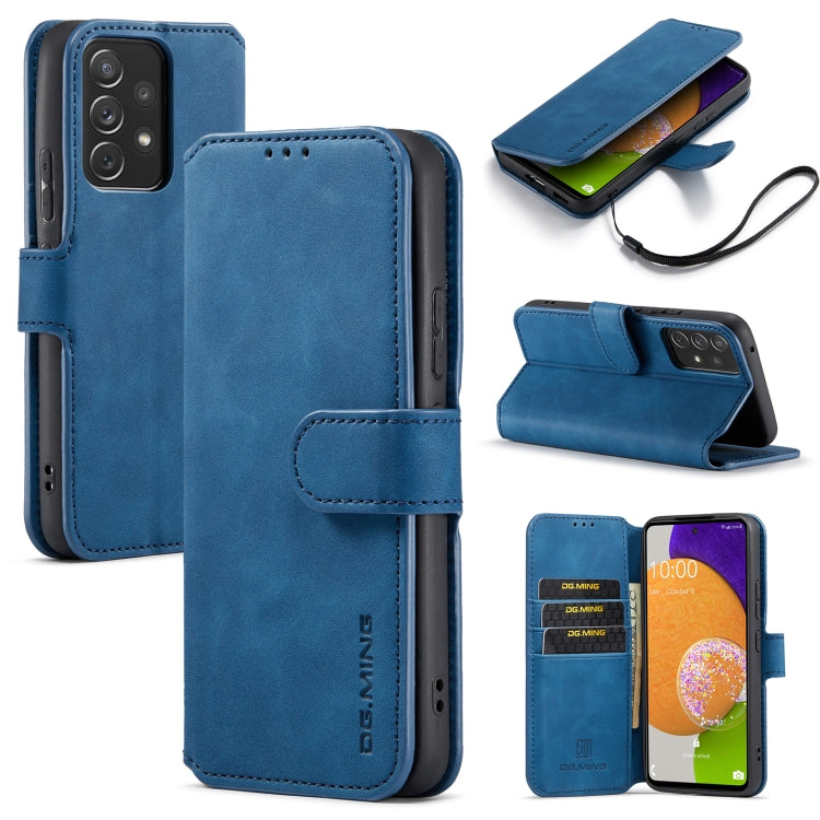 For Samsung Galaxy A53 5G DG.MING Retro Oil Side Horizontal Flip Leather Case with Holder & Card Slots & Wallet(Blue) - Galaxy Phone Cases by DG.MING | Online Shopping UK | buy2fix