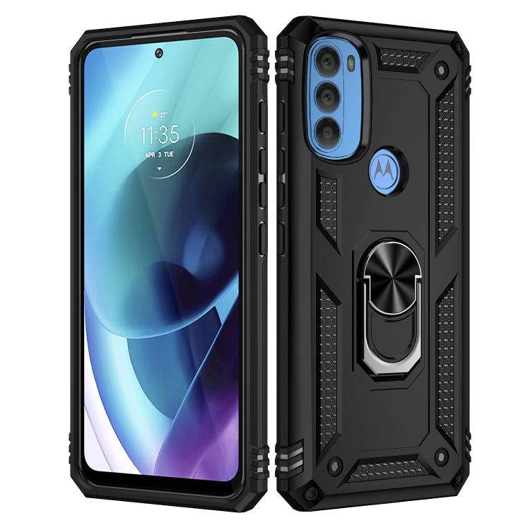 For Motorola Moto G71 5G Shockproof TPU + PC Phone Case with Holder(Black) - Motorola Cases by buy2fix | Online Shopping UK | buy2fix