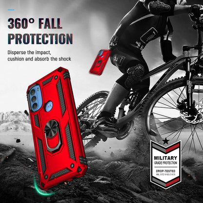 For Motorola Moto G71 5G Shockproof TPU + PC Phone Case with Holder(Red) - Motorola Cases by buy2fix | Online Shopping UK | buy2fix