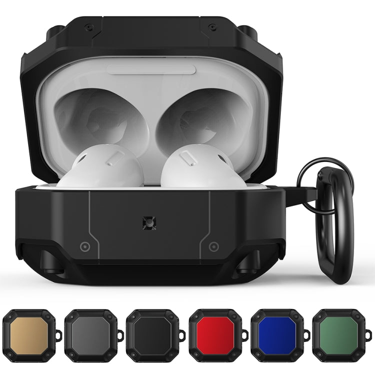 For Samsung Galaxy Buds 2 / Buds Pro / Buds Live / Buds 2 Pro Mecha Hardware TPU Earphone Protective Case with Hook(Black) - Samsung Earphone Case by buy2fix | Online Shopping UK | buy2fix