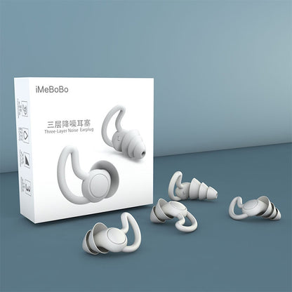 iMeBoBo A1 Shark Fin Version Nano Silicone Sleeping Noise Reduction Earplugs, Style:Three Layer(Black) - Apple Accessories by buy2fix | Online Shopping UK | buy2fix