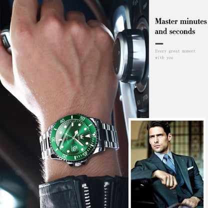 OLEVS 5885 Men Fashion Waterproof Luminous Quartz Watch(Green + Gold) - Metal Strap Watches by OLEVS | Online Shopping UK | buy2fix