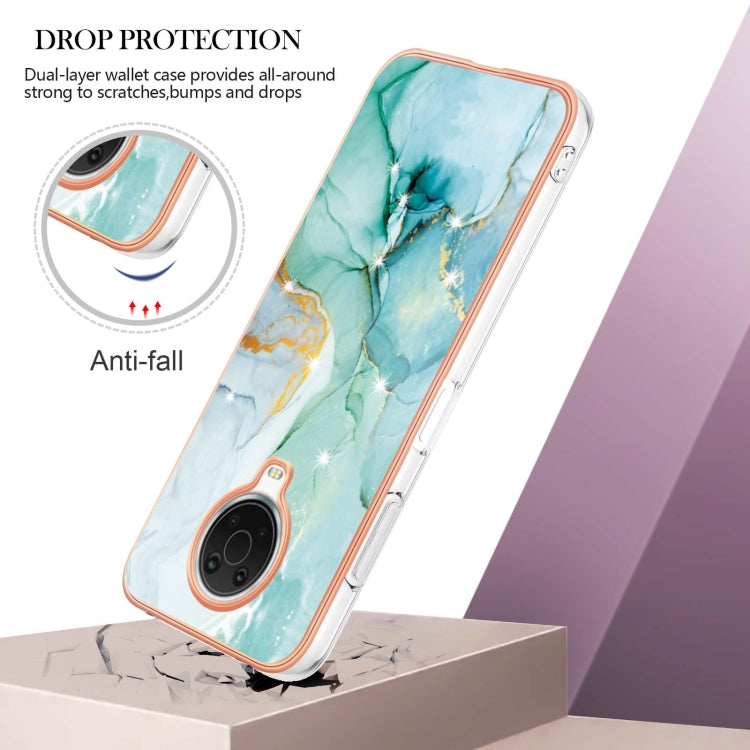 For Nokia G20 / G10 Electroplating Marble Pattern Dual-side IMD TPU Phone Case(Green 003) - Mobile Accessories by buy2fix | Online Shopping UK | buy2fix