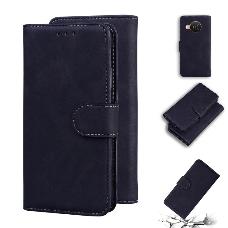 For Nokia X10 / X20 Skin Feel Pure Color Flip Leather Phone Case(Black) - Mobile Accessories by buy2fix | Online Shopping UK | buy2fix