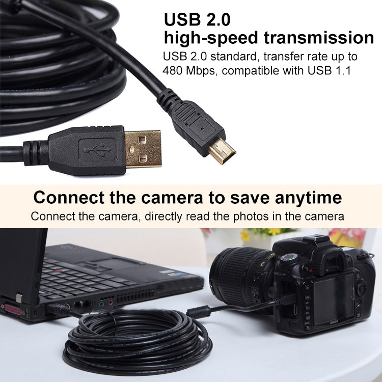 10m Mini 5 Pin to USB 2.0 Camera Extension Data Cable - Camera Accessories by buy2fix | Online Shopping UK | buy2fix