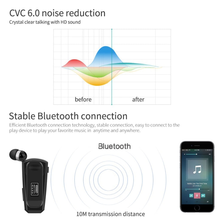 Fineblue F990 CVC6.0 Noise Reduction Lavalier Bluetooth Earphone, Support Vibration Reminder(Black) - Bluetooth Earphone by Fineblue | Online Shopping UK | buy2fix