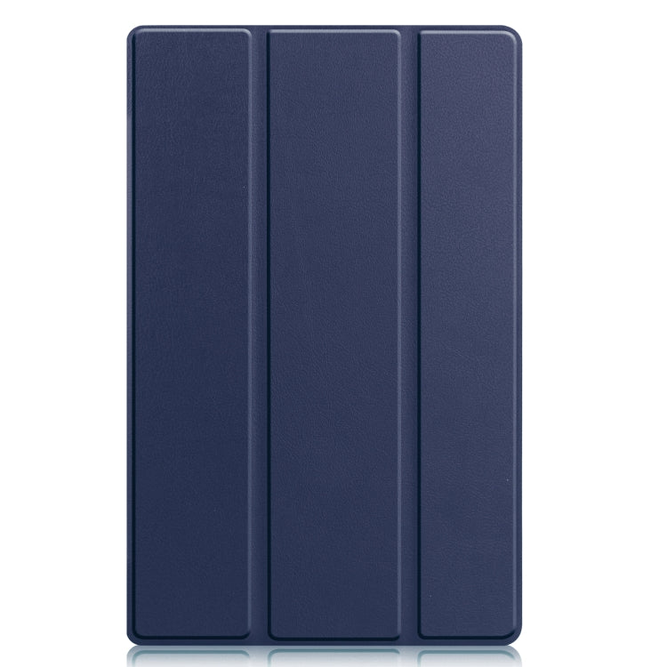 For Lenovo Tab M10 Plus 10.6 3rd Gen 2022 Custer Texture 3-Fold Holder Smart Leather Tablet Case(Dark Blue) - For Lenovo by buy2fix | Online Shopping UK | buy2fix