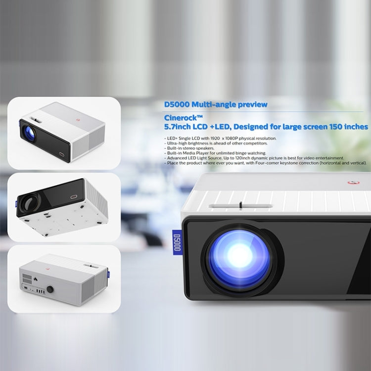 VIVIBRIGHT D5000 1920x1080P 420ANSI 6000Lumens LCD + LED HD Digital Projector, Basic Version UK Plug - Consumer Electronics by VIVIBRIGHT | Online Shopping UK | buy2fix