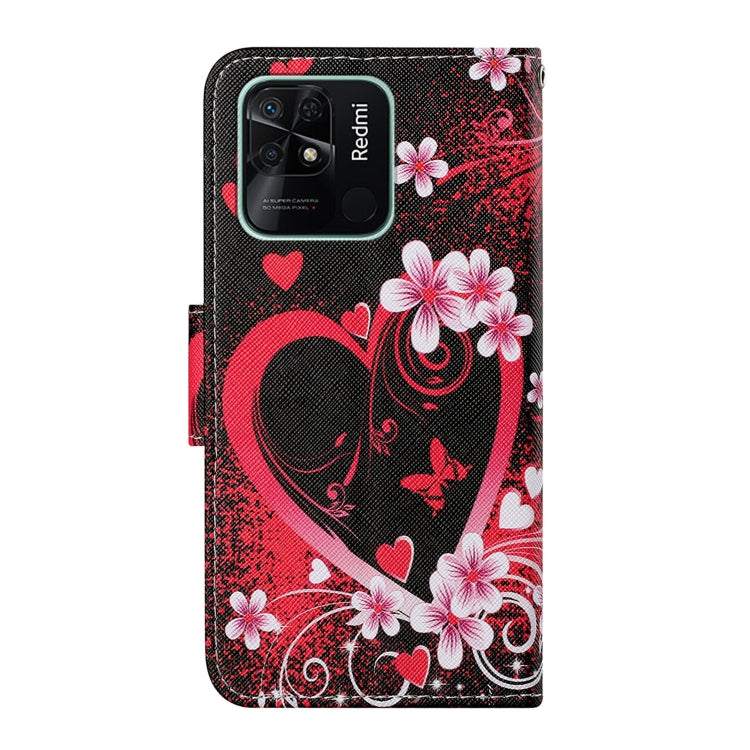 For Xiaomi Redmi 10C Colored Drawing Pattern Flip Leather Case(Red Heart) - Xiaomi Cases by buy2fix | Online Shopping UK | buy2fix