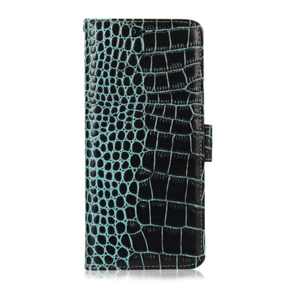 For Samsung Galaxy S21 FE 5G Crocodile Top Layer Cowhide Leather Phone Case(Green) - Galaxy Phone Cases by buy2fix | Online Shopping UK | buy2fix