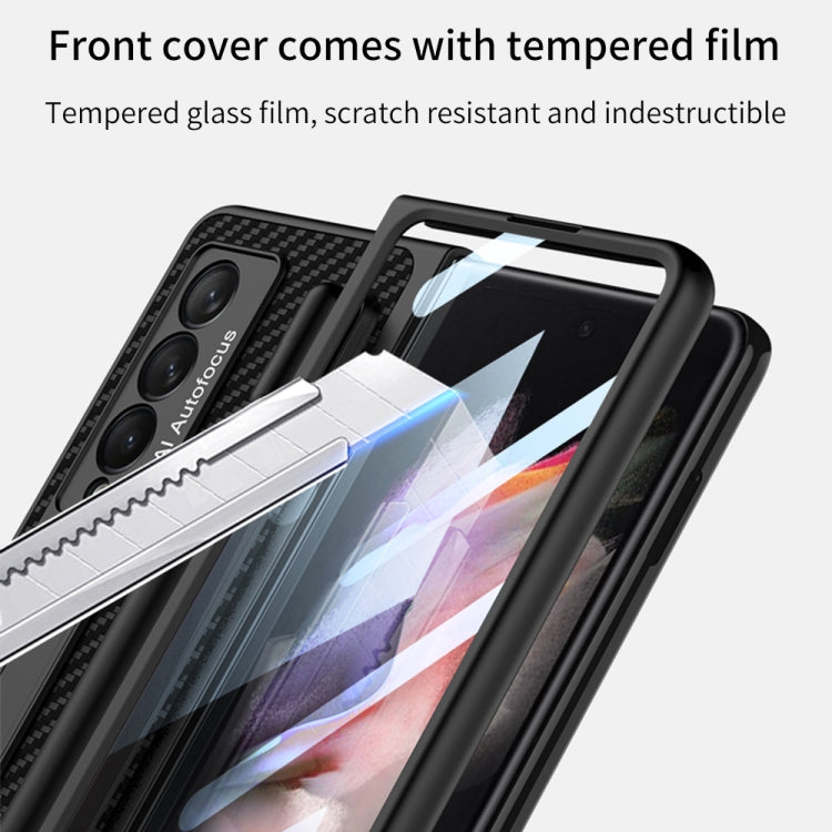 For Samsung Galaxy Z Fold3 5G GKK Ultra-thin Shockproof Leather Protective Case with Holder & Pen Slots(Grey) - Galaxy Phone Cases by GKK | Online Shopping UK | buy2fix