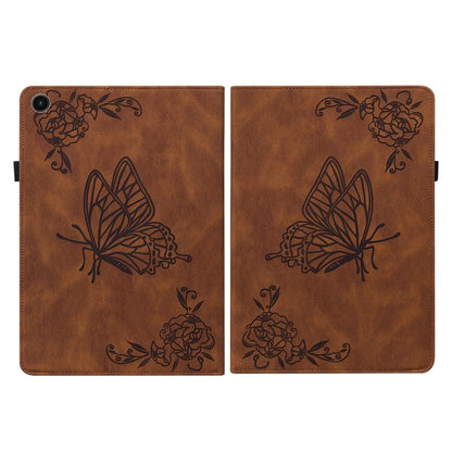 For Samsung Galaxy Tab A8 10.5 2021 Butterfly Flower Embossed Leather Tablet Case(Brown) - Samsung Accessories by buy2fix | Online Shopping UK | buy2fix