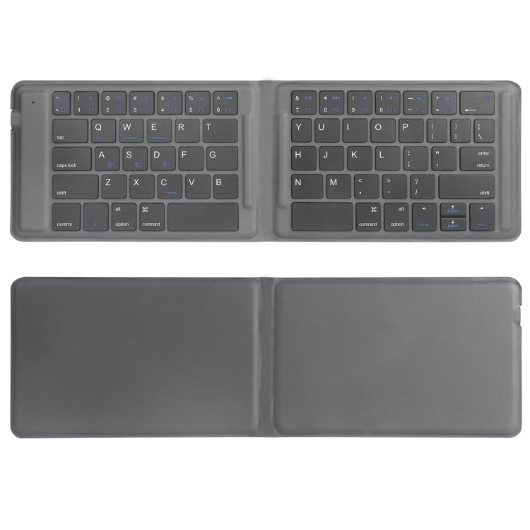 G2104 Leather Foldable Bluetooth Keyboard(Grey) - Wireless Keyboard by buy2fix | Online Shopping UK | buy2fix