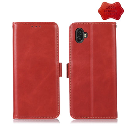 For Samsung Galaxy Xcover6 Pro Crazy Horse Top Layer Cowhide Leather Phone Case(Red) - Galaxy Phone Cases by buy2fix | Online Shopping UK | buy2fix