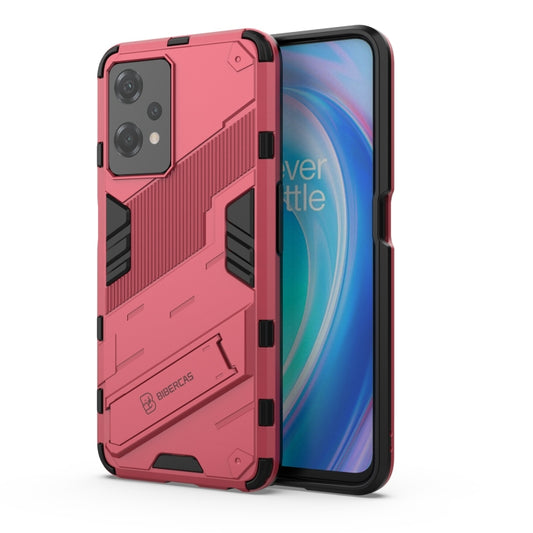 For OnePlus Nord CE 2 Lite 5G/Realme 9 Pro Punk Armor 2 in 1 Shockproof Phone Case with Invisible Holder(Light Red) - OnePlus Cases by buy2fix | Online Shopping UK | buy2fix