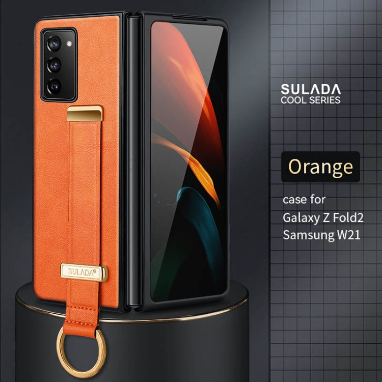 For Samsung Galaxy Z Fold2 SULADA Cool Series PC + Leather Texture Skin Feel Shockproof Phone Case(Orange) - Galaxy Phone Cases by SULADA | Online Shopping UK | buy2fix