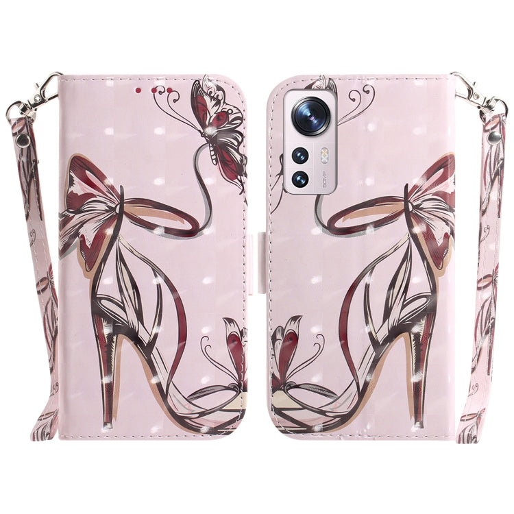 For Xiaomi 12 / 12X 3D Colored Horizontal Flip Leather Phone Case(Butterfly High-heeled) - 12 Cases by buy2fix | Online Shopping UK | buy2fix