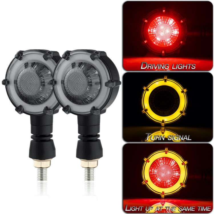 2 PCS PE-ZSD-174 Motorcycle Flashing Rotation Mode LED Two-color Modified Round Turn Signal Light(Yellow + Red Light) - In Car by buy2fix | Online Shopping UK | buy2fix
