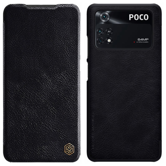 For Xiaomi Poco M4 Pro NILLKIN QIN Series Crazy Horse Texture Leather Phone Case(Black) - Xiaomi Cases by NILLKIN | Online Shopping UK | buy2fix