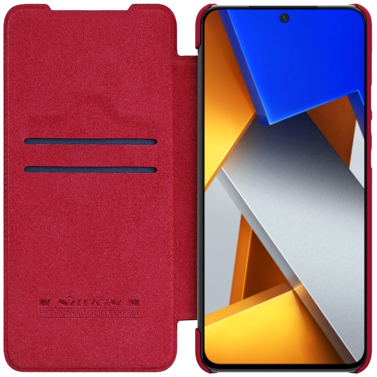 For Xiaomi Poco M4 Pro NILLKIN QIN Series Crazy Horse Texture Leather Phone Case(Red) - Xiaomi Cases by NILLKIN | Online Shopping UK | buy2fix