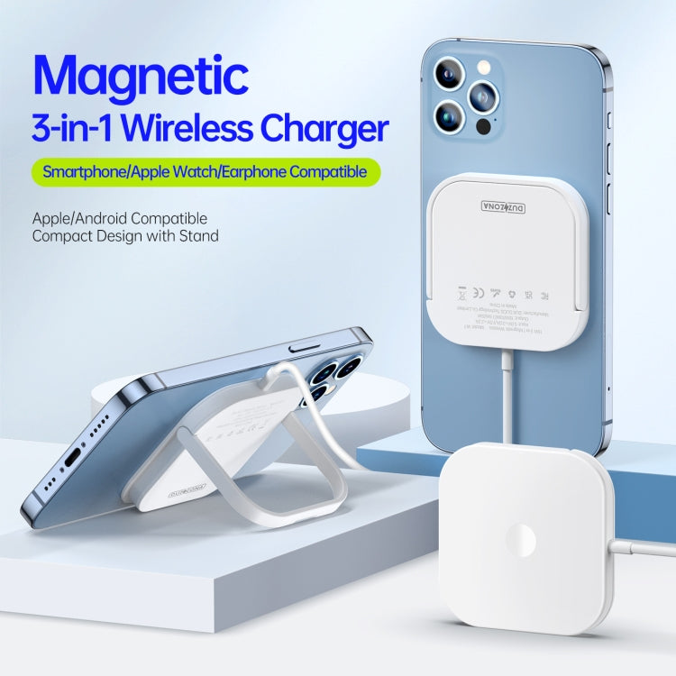 DUZZONA W7 3 In 1 Magnetic Wireless Charger(White) - Wireless Charger by DUZZONA | Online Shopping UK | buy2fix