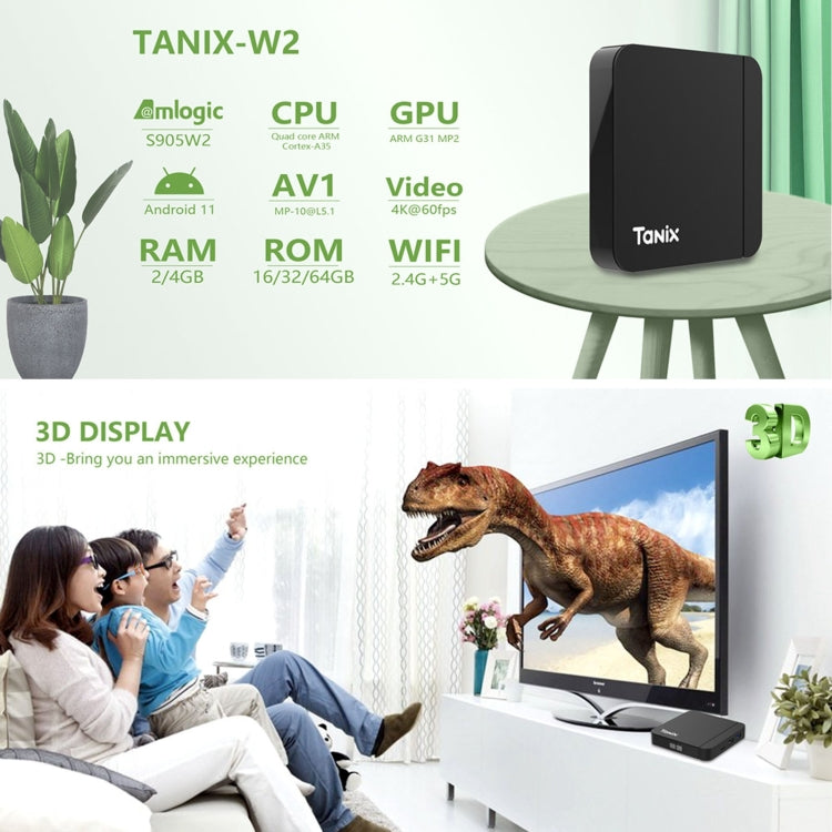 Tanix W2 Amlogic S905 Quad Core Smart TV Set Top Box, RAM:4G+64G With Dual Wifi/BT(AU Plug) - Amlogic S905 by buy2fix | Online Shopping UK | buy2fix