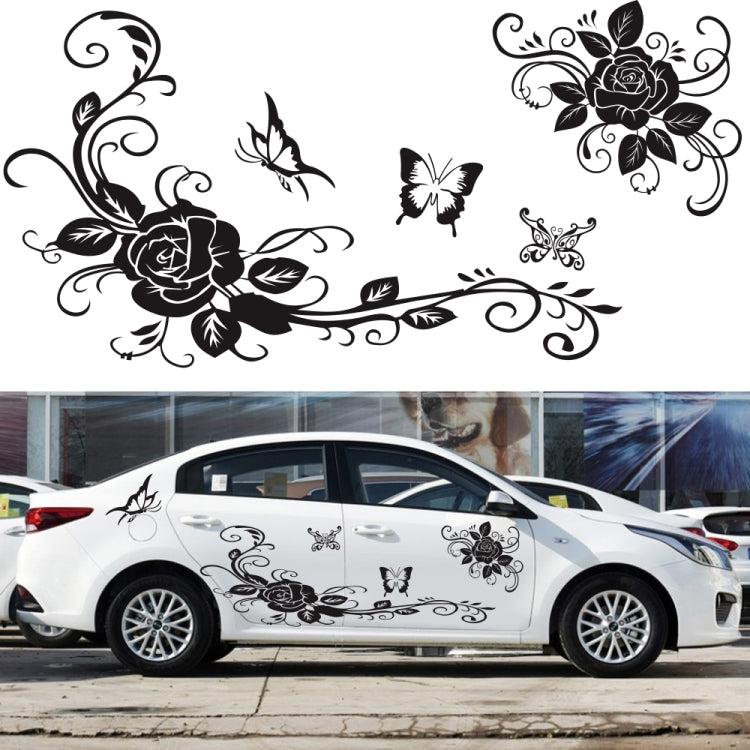 2 PCS/Set D-72 Butterfly Love Flower Pattern Car Modified Decorative Sticker(Yellow) - In Car by buy2fix | Online Shopping UK | buy2fix