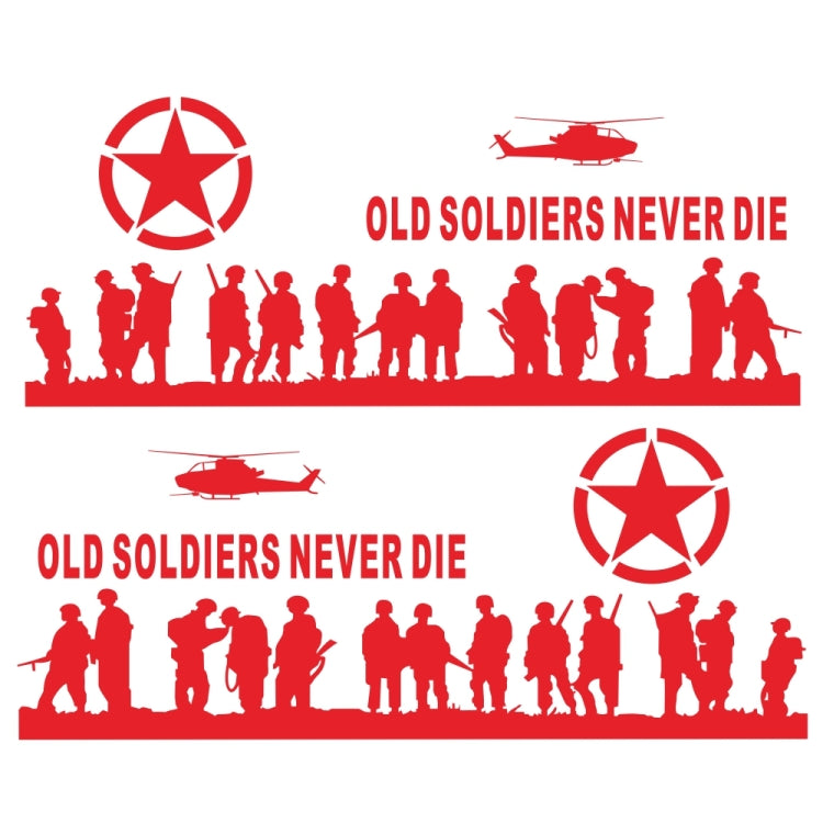 2 PCS/Set D-84 Old Soldiers Pattern Car Modified Decorative Sticker(Red) - In Car by buy2fix | Online Shopping UK | buy2fix