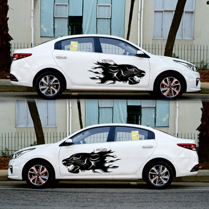 2 PCS/Set D-417 Lion Pattern Car Modified Decorative Sticker(Black) - In Car by buy2fix | Online Shopping UK | buy2fix