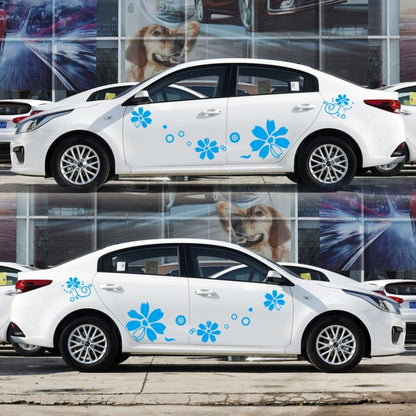2 PCS/Set D-510 Flowers Pattern Car Modified Decorative Sticker(Blue) - In Car by buy2fix | Online Shopping UK | buy2fix