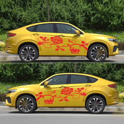 2 PCS/Set D-545 Rose Pattern Car Modified Decorative Sticker(Red) - In Car by buy2fix | Online Shopping UK | buy2fix