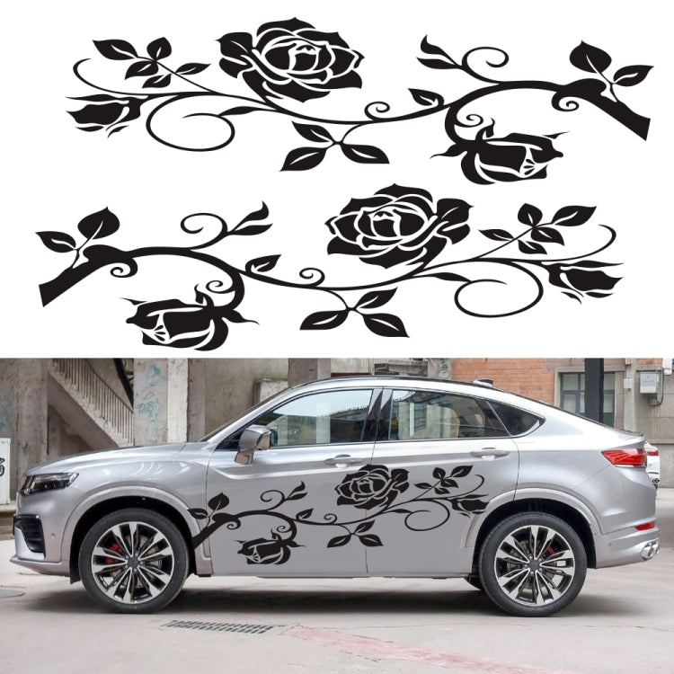 2 PCS/Set D-545 Rose Pattern Car Modified Decorative Sticker(White) - In Car by buy2fix | Online Shopping UK | buy2fix