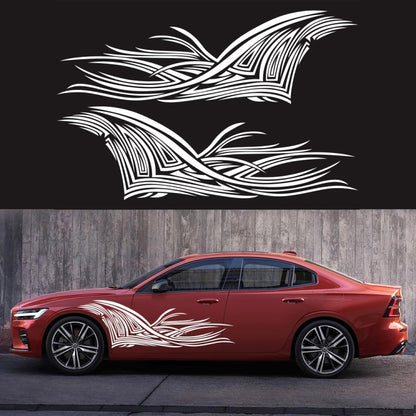 2 PCS/Set D-752 Lines Pattern Car Modified Decorative Sticker(White) - In Car by buy2fix | Online Shopping UK | buy2fix