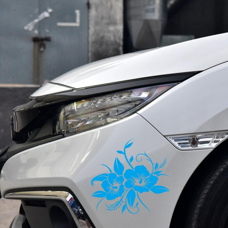 D-798 Flowers Bloom Pattern Car Modified Decorative Sticker(Blue) - In Car by buy2fix | Online Shopping UK | buy2fix
