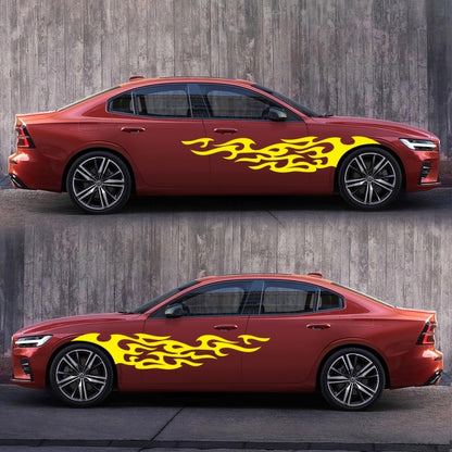 2 PCS/Set D-969 Flame Pattern Car Modified Decorative Sticker(Yellow) - In Car by buy2fix | Online Shopping UK | buy2fix