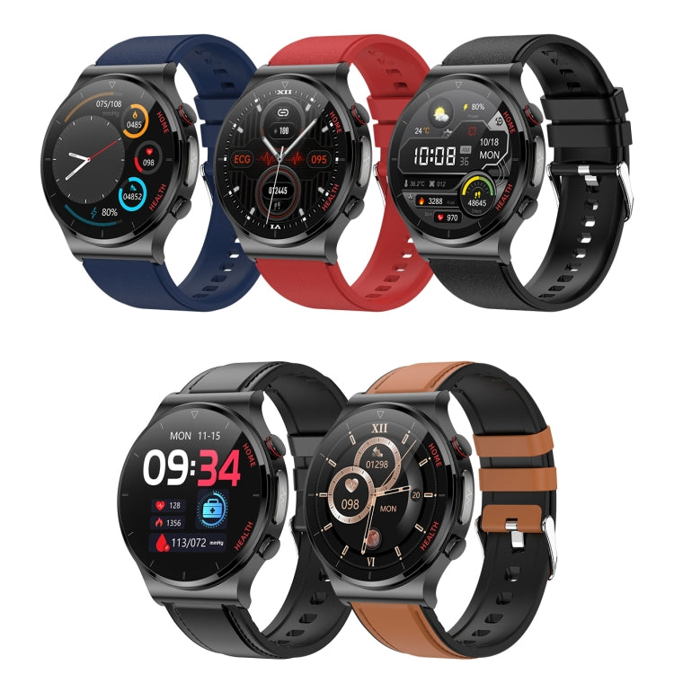 E300 1.32 Inch Screen Leather Watch Strap Smart Health Watch Supports Body Temperature Monitoring, ECG monitoring blood pressure(Black) - Smart Wear by buy2fix | Online Shopping UK | buy2fix