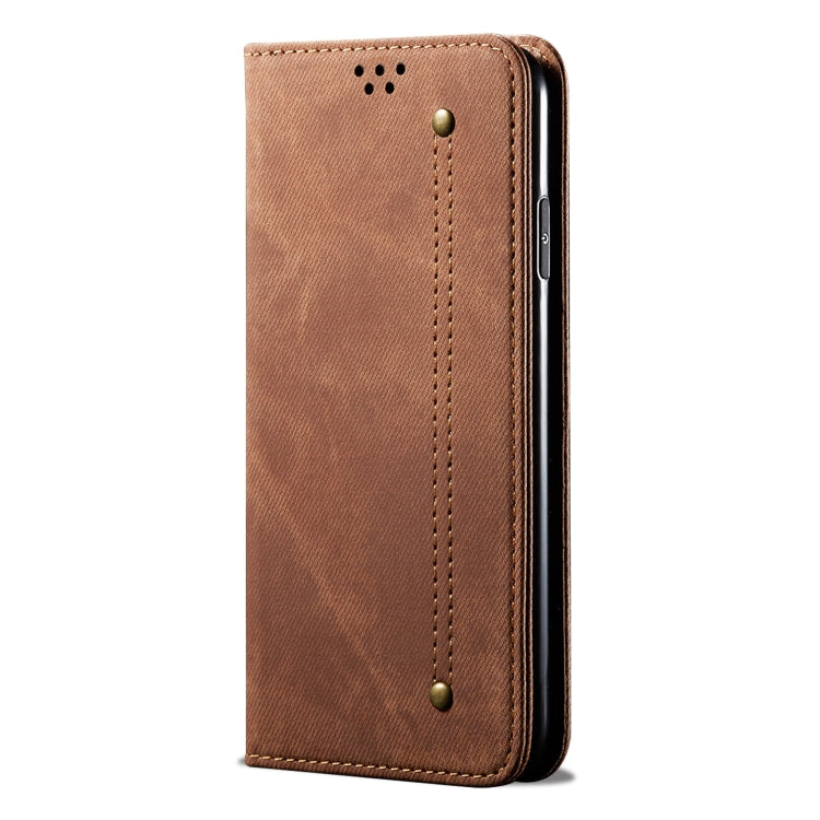 For Huawei Nova 10 4G Denim Texture Casual Style Horizontal Flip Leather Case(Brown) - Mobile Accessories by buy2fix | Online Shopping UK | buy2fix