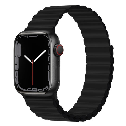 Silicone Magnet Watch Band For Apple Watch Ultra 49mm / Series 8&7 45mm / SE 2&6&SE&5&4 44mm / 3&2&1 42mm(Black) - Watch Bands by buy2fix | Online Shopping UK | buy2fix
