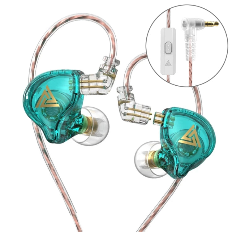 QKZ AK6 PLUS HiFi Bass Detachable Audio Cable Dynamic Heavy Bass Wired Earphone, Style:with Mic(Cyan-blue) - In Ear Wired Earphone by QKZ | Online Shopping UK | buy2fix