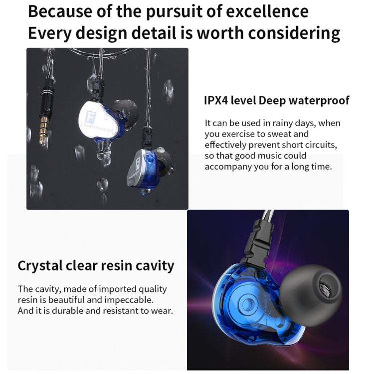 QKZ F910 In-Ear Subwoofer Dual Dynamic Earphone(Transparent) - In Ear Wired Earphone by QKZ | Online Shopping UK | buy2fix