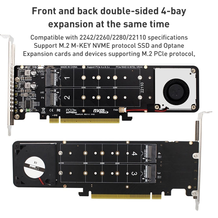 PCIe X16 to M.2 M-key NVMEx4 SSD RAID Converter Card - Others by buy2fix | Online Shopping UK | buy2fix